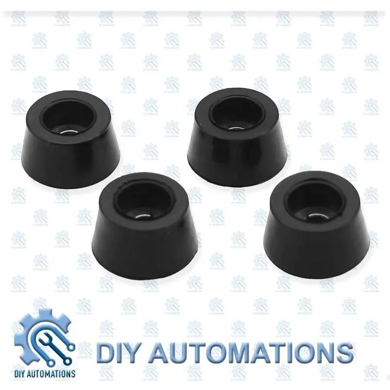 DIY Automations black tapered rubber feet for furniture, protecting floors and providing stability.