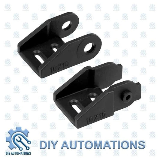 DIY Automations black metal drag chain head 10x15 for extrusion decoration and mini drag chains.