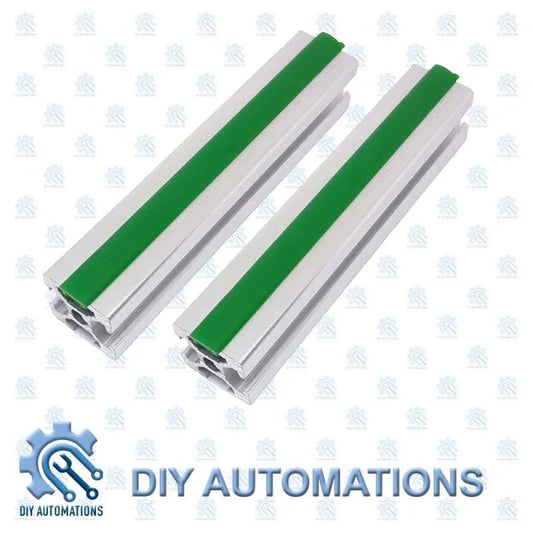 DIY Automations Strip 2020 green extrusion decoration, 6x8x8 aluminum profile with green insert.