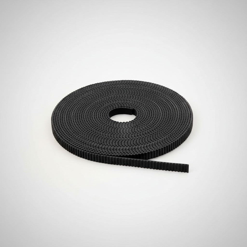 DIY AUTOMATIONS black 10mm GT2 wire timing belt for automation systems, 3D printers, and CNC machines.