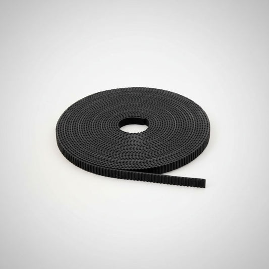 DIY AUTOMATIONS black 10mm GT2 wire timing belt for automation systems, 3D printers, and CNC machines.