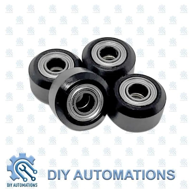 DIY Automations Mini V wheel kit with bearings, black polymer wheels for V-Slot aluminum rails, set of 4.