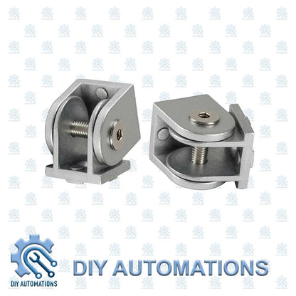 DIY Automations silver adjustable extrusion corner bracket with screw detail.