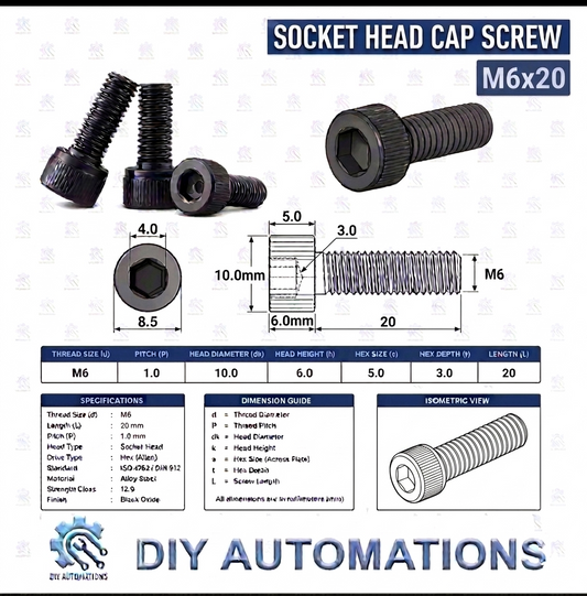 (Socket Head Screw) SHS M6x20 BLACK