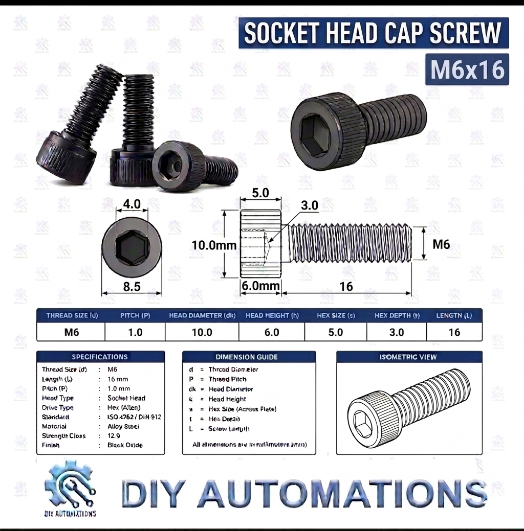 (Socket Head Screw) SHS M6x16 BLACK