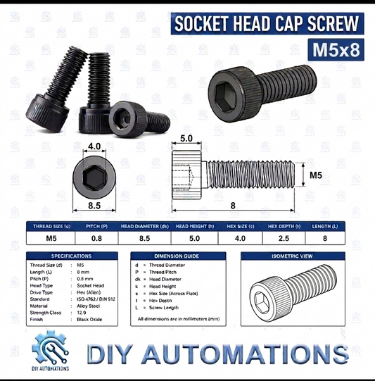 (Socket Head Screw) SHS M5x8 BLACK