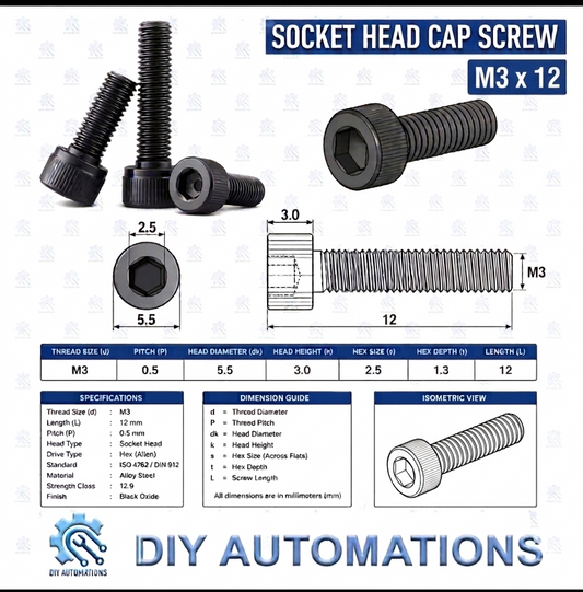(Socket Head Screw) SHS M3x12 BLACK